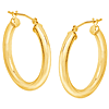 14k Yellow Gold 1in Classic Round Tube Hoop Earrings 3mm