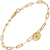 14k Yellow Gold Paperclip Chain Bracelet with Heart Lock Charm