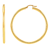14k Yellow Gold Classic Round Tube Hoop Earrings 2in