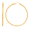 14k Yellow Gold 2.3in Crystal Cut Round Hoop Earrings 3mm