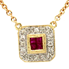 Ruby and Diamond Necklace - 14k Yellow Gold