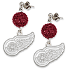 Sterling Silver Detroit Red Wings Crystal Ovation Earrings