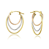 14k Tri-color Gold Small Cascade Hoop Earrings 1in