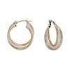 14k Two-tone Gold Small Triple Hoop Earrings With Polished and Textured Finish