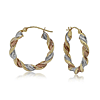 14k Tri-color Gold Twisted Hoop Earrings 3/4in