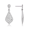 14k White Gold Diamond-Cut Teardrop Dangle Earrings
