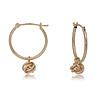 14k Yellow Gold Hoop Earrings with Love Knot Dangle Accents