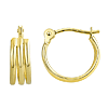 14k Yellow Gold Mini Triple Row Hoop Earrings