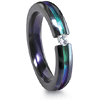 1/7 ct White Sapphire 4mm Black Titanium Ring