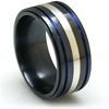 Edward Mirell 10mm Black Titanium and Sterling Silver Ring
