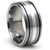 Edward Mirell 10mm Titanium and Sterling Silver Blue Anodized Ring