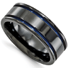 Edward Mirell 8mm Black Titanium Ring with Anodized Grooves