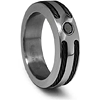 Gray Titanium 7mm Ring with Black Spinel and Black Cable