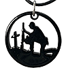 Black Stainless Steel Kneeling Soldier Cross Necklace 