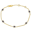 14k Yellow Gold Blue Sapphire and Diamond Evil Eye Bracelet