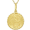 14k Yellow Gold Aquarius Zodiac Sign Medal Necklace