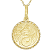 14k Yellow Gold Mini Capricorn Zodiac Sign Medal Necklace