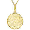 14k Yellow Gold Mini Leo Zodiac Sign Medal Necklace