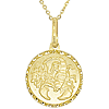 14k Yellow Gold Mini Scorpio Zodiac Sign Medal Necklace