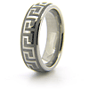 Titanium 8mm Greek Key Wedding Band with Domed Center