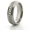 Greek Key Titanium 8mm Wedding Band with Grooved Edge