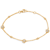 14k Yellow Gold .34 ct tw Diamond Bezel and Floral Bracelet 7in