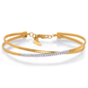 14k Two-tone Gold .23 ct tw Diamond Crossover Bangle Bracelet 7in