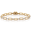 14k Yellow Gold .67 ct tw Diamond Paper Clip Link Bracelet 7in