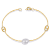 14k Two-tone Gold .13 ct tw Diamond Anchor Link Charm Bracelet