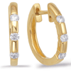 14k Yellow Gold .27 ct tw Diamond Six Stone Huggie Hoop Earrings