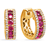 14k Yellow Gold 1.05 ct tw Ruby and Diamond Hoop Earrings