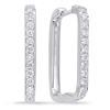 14k White Gold .37 ct tw Diamond Rectangular Hoop Earrings