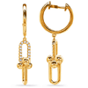 14k Yellow Gold .16 ct tw Diamond Hoop and Paper Clip Link Earrings with Jax Accents