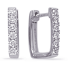 14k White Gold .40 ct tw Diamond Rectangle Huggie Earrings