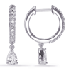 14k White Gold .73 ct tw Diamond Pear Hoop Dangle Earrings