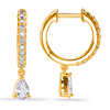 14k Yellow Gold .73 ct tw Diamond Pear Hoop Dangle Earrings