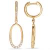 14k Yellow Gold .33 ct tw Diamond Dangle Oval and Round Hoop Earrings