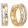 14k Two-tone Gold .33 ct tw Diamond Round Hoop Earrings with Split Rows