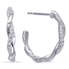 14k White Gold 0.20 ct tw Diamond Twist Open Hoop Earrings