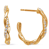 14k Yellow Gold 0.20 ct tw Diamond Twist Open Hoop Earrings