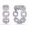 14k White Gold .40 ct tw Diamond Chain Link Hoop Earrings