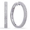 14k White Gold 1.1 ct tw Double Row Diamond Hoop Earrings