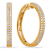 14k Yellow Gold 1.1 ct tw Double Row Diamond Hoop Earrings