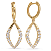 14k Yellow Gold .50 ct tw Diamond Open Marquise Hoop Dangle Earrings