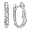 14k White Gold .27 ct tw Diamond Micro Prong Rectangle Huggie Earrings