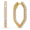 14k Yellow Gold 1.25 ct tw Diamond Inside Outside Pointed Hoop Earrings