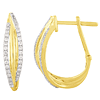 14k Yellow Gold 1.25 ct tw Diamond Split Two Oval Hoop Earrings