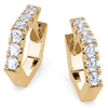 14k Yellow Gold 0.48 ct tw Diamond Geometric Hoop Earrings