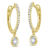 14k Yellow Gold .44 ct tw Round and Oval Diamond Hoop Earrings