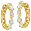 14k Yellow Gold .48 ct tw Pear Diamond Hoop Earrings